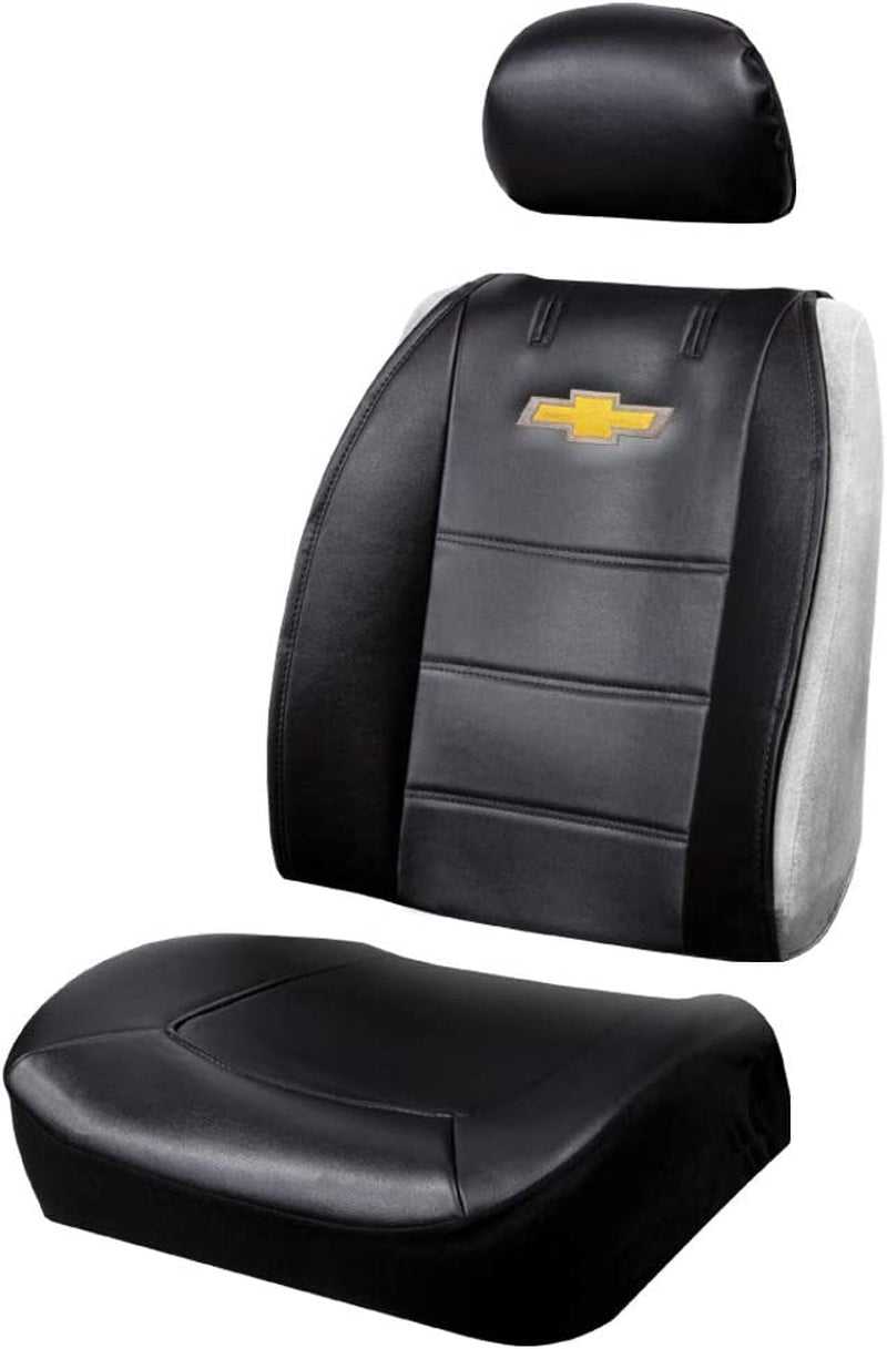 AutoMaximizer, 008599R01 One Pair Seat Covers Logo Premium 3 Piece Sideless Car Truck or SUV Seatcover with Cargo Pocket Compatible with Chevrolet