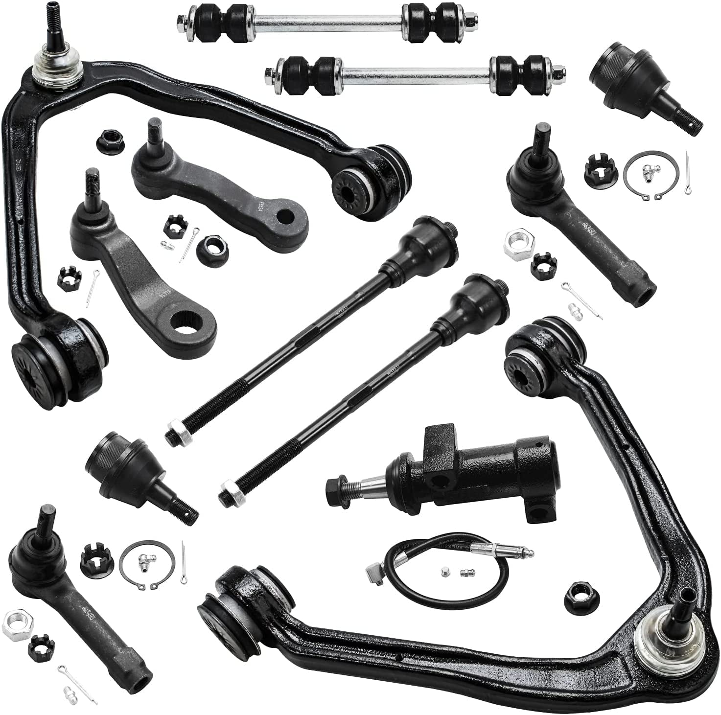 AutoMaximizer, - 4WD Front Upper Control Arms + Lower Ball Joints Tie Rods Suspension Kit Replacement for Chevy Silverado Sierra Avalanche 1500 Tahoe - 13Pc Set