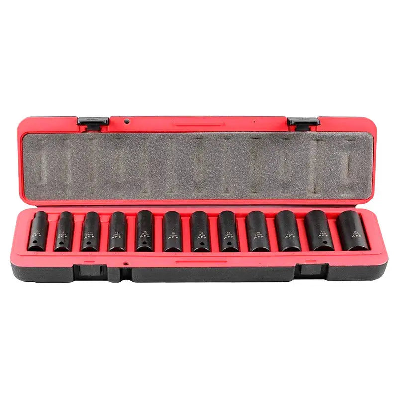 American Forge & Foundry, AFF 1/2" Dr Metric Deep Impact Socket Set (6 pt, 12 Pcs) [Clearance]