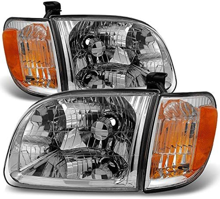 9-E1TTU00MC1, AKKON - for 2000 2001 2002 2003 2004 Toyota Tundra Regular | Access Cab Headlights W/Corner Lights LH + RH Pair