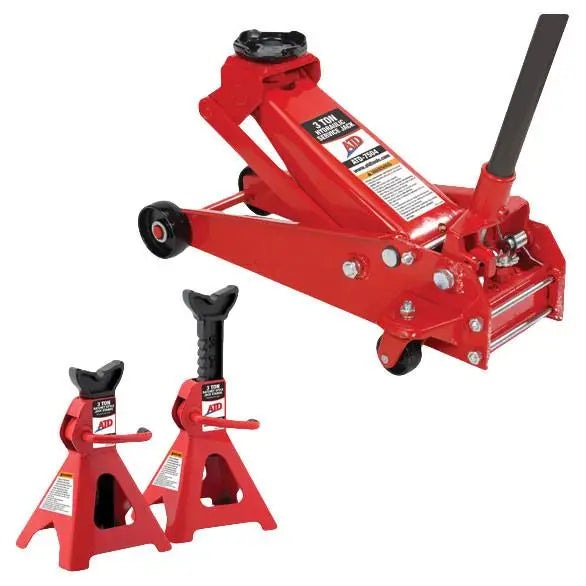 Atd Tools, ATD 3 Ton Jack With A Pair Of Three Ton Jack Stands