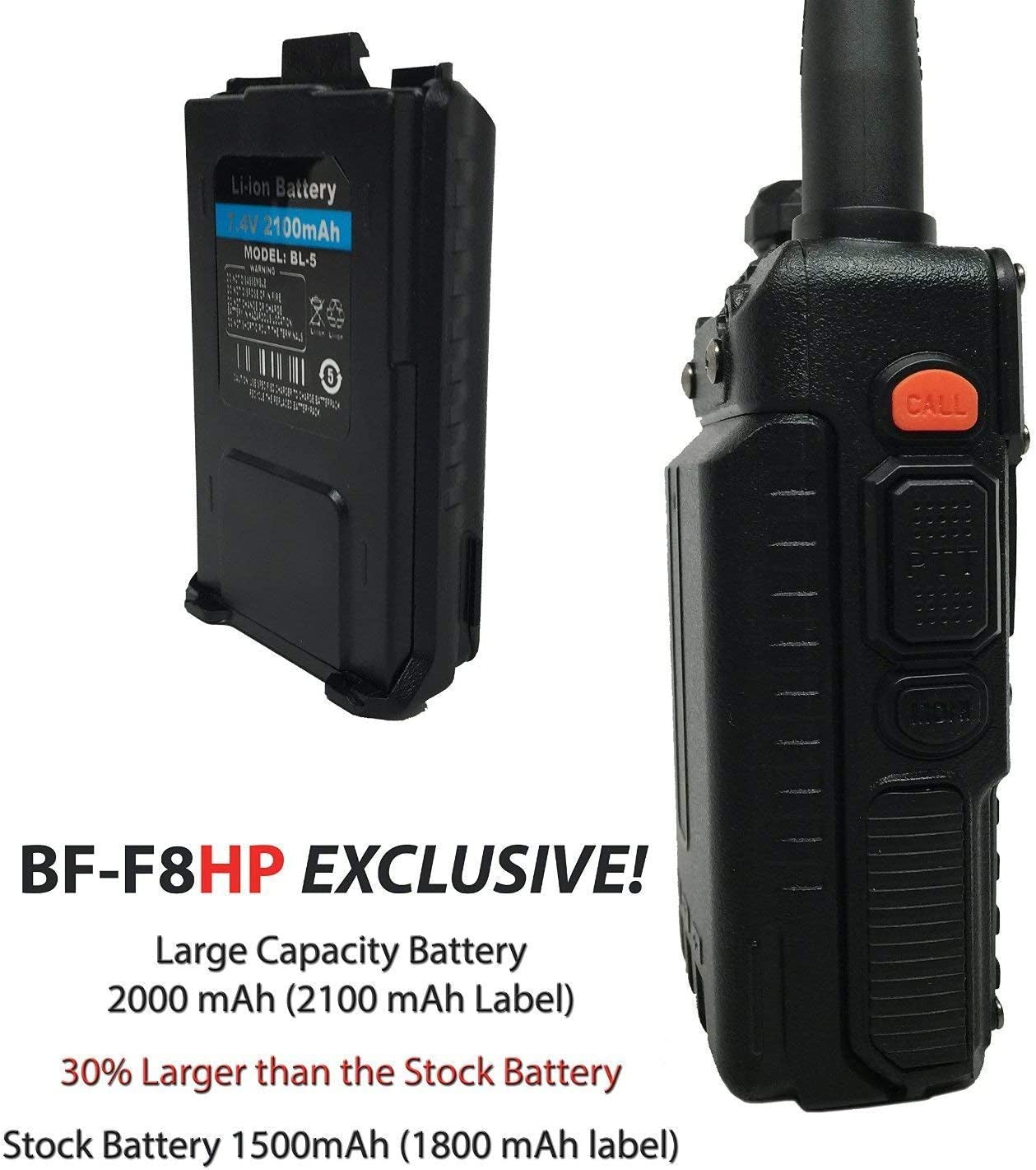 Baofeng, BAOFENG BF-F8HP (UV-5R 3Rd Gen) 8-Watt Dual Band Two-Way Radio (136-174Mhz VHF & 400-520Mhz UHF) Includes Full Kit with Large Battery