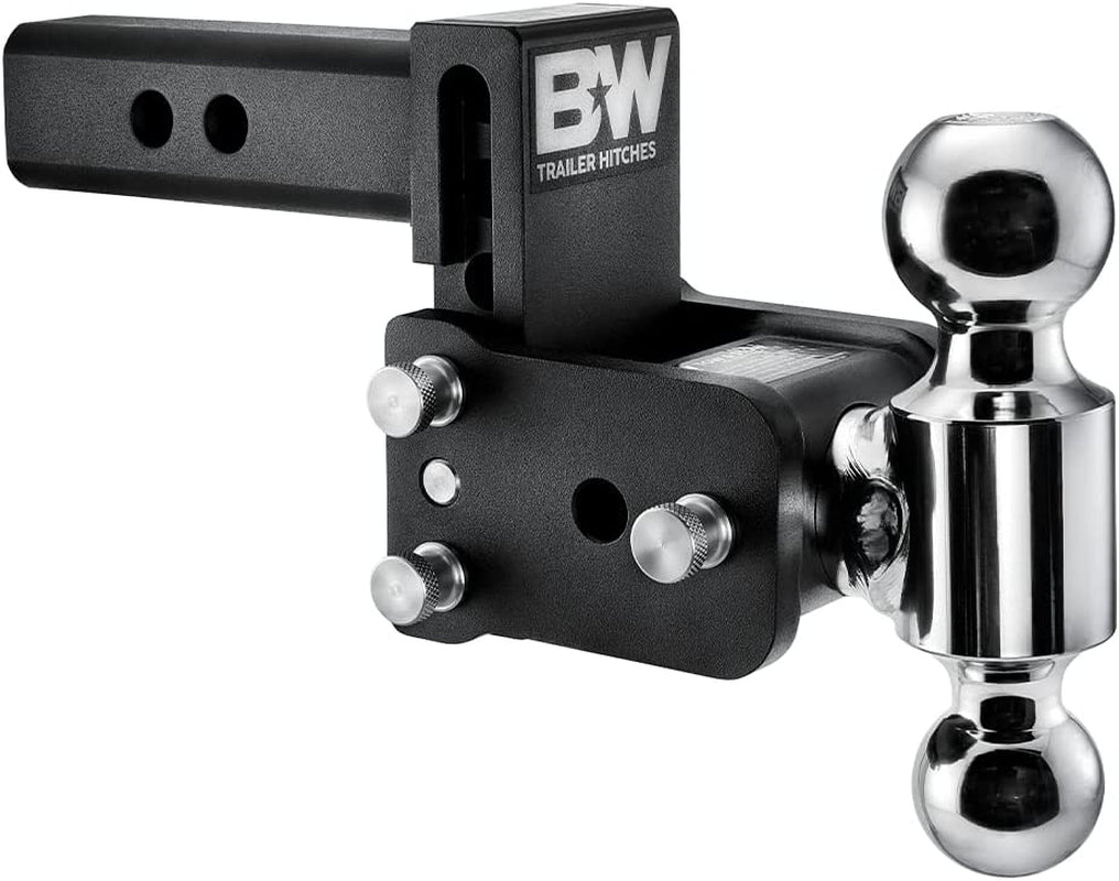 B&W Trailer Hitches, B&W Trailer Hitches Tow & Stow Adjustable Trailer Hitch Ball Mount - Fits 2" Receiver, Dual Ball (2" X 2-5/16"), 3" Drop, 10,000 GTW - TS10033B