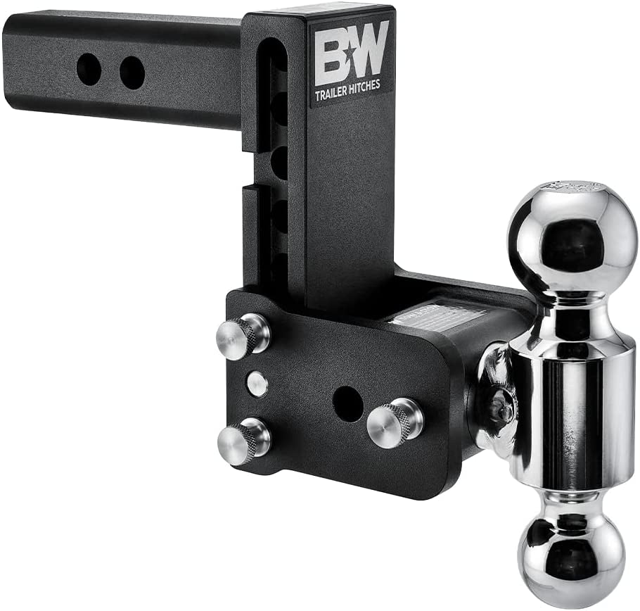 B&W Trailer Hitches, B&W Trailer Hitches Tow & Stow Adjustable Trailer Hitch Ball Mount - Fits 2" Receiver, Dual Ball (2" X 2-5/16"), 5" Drop, 10,000 GTW - TS10037B