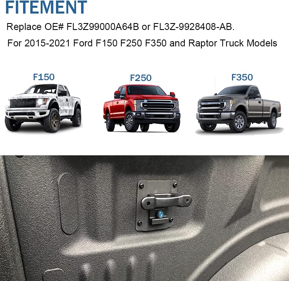 Byredio, Bed Tie down Anchors for Ford F150 F250 F350 2015-2021 Truck Cargo Bed Tie Downs Boxlink Cleats with Plates