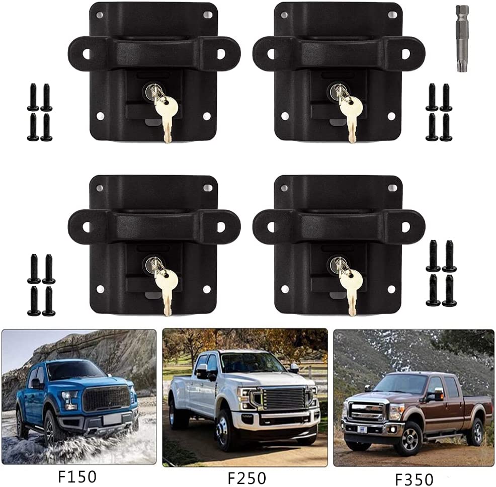 Byredio, Bed Tie down Anchors for Ford F150 F250 F350 2015-2021 Truck Cargo Bed Tie Downs Boxlink Cleats with Plates