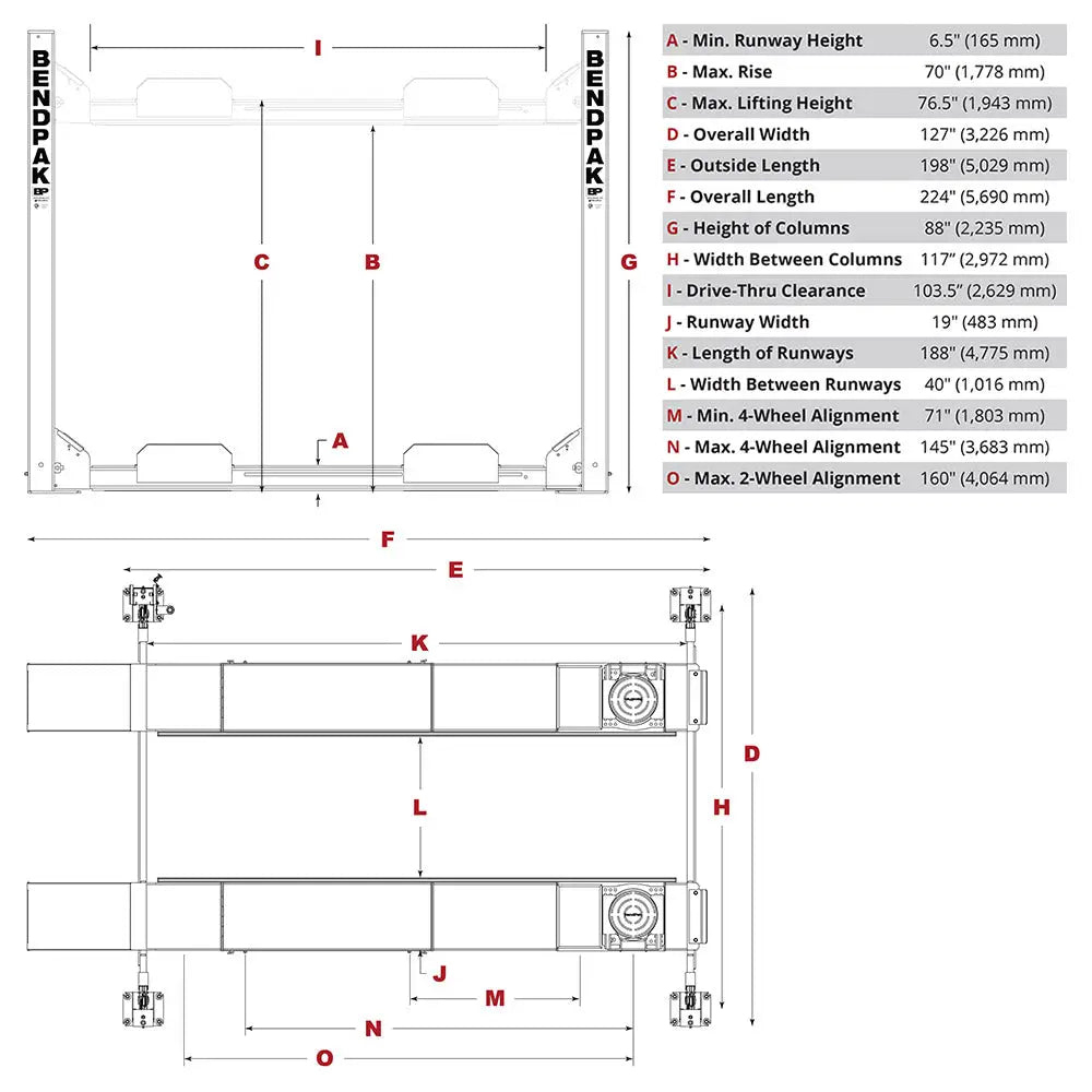 BendPak, BendPak HD-9AE 9K lbs Alignment Four-Post Lift