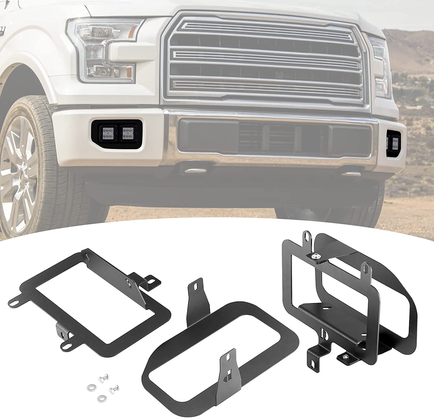 Dasen, Bumper Mount Foglight Conversion Brackets for 3 Inch LED Cube/Work Light Pod Fog Lamp