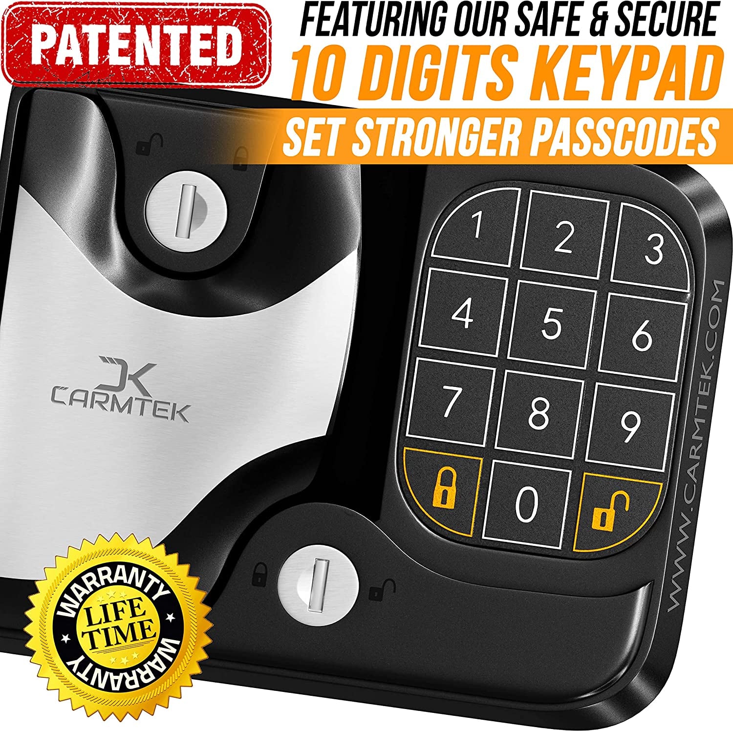 Carmtek 10 Digits RV Keyless Entry Door Lock, CARMTEK - 10 Digits RV Keyless Entry Door Lock | 2022 Upgraded RV Door Lock Keyless Entry | Keyless RV Door Locks W/ 2 inside Latches | RV Keyless Locks W/ 2 Fobs | Only Fit 3.75" X 2.75" Lock Hole