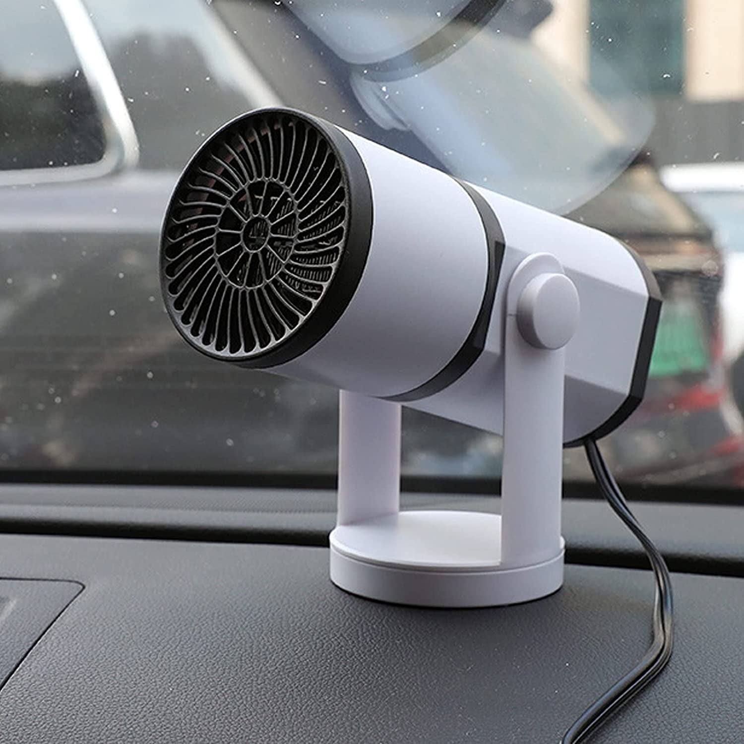 HAIGEZS, Car Heater, 12V 150W Portable Car Heater De-Icer, 360° Rotatable Car Fans with Heating & Cooling Function, Fast Heating Insertable Cigarette Lighter Rotary Defroster Defogger