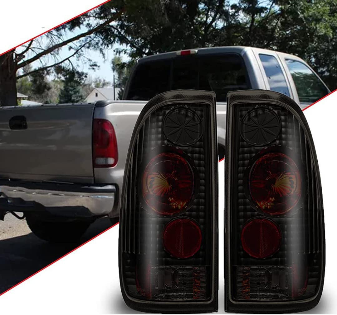 Winjet, Compatible with Ford [1997 1998-2003 F150] F250 F350 F450 F550 Super Duty] Tail Lights (Matte Black/Gray Lens)