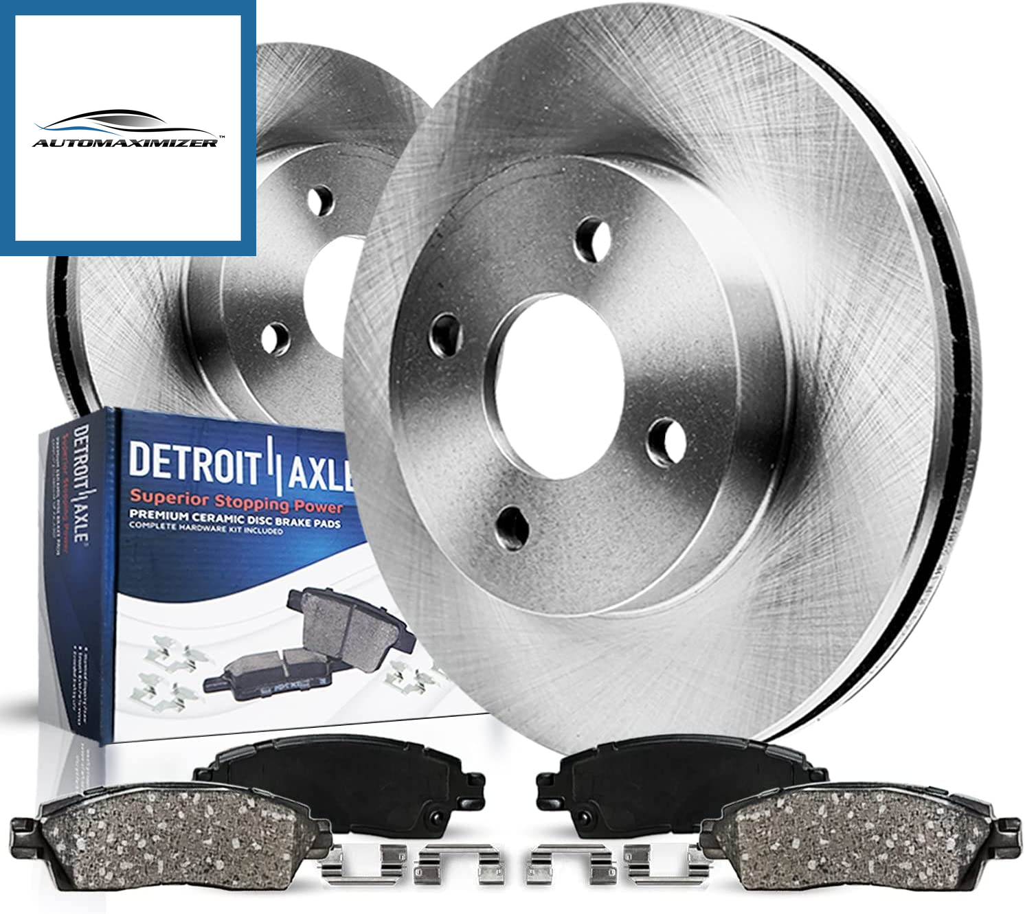 AutoMaximizer, - Front Disc Rotors & Brake Pads Replacement for 2006-2011 Hyundai Accent Kia Rio Rio5-4Pc Set