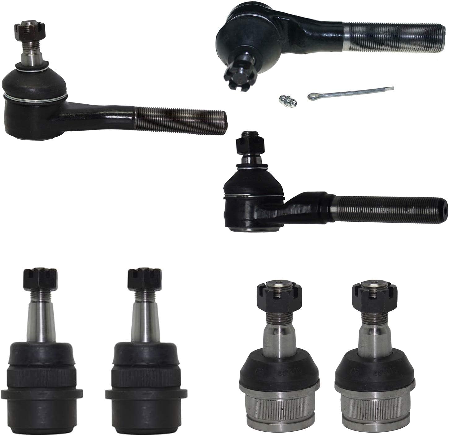 AutoMaximizer, - Front Inner & Outer Tie Rods + Upper & Lower Ball Joints Replacement for Jeep Grand Cherokee TJ Wrangler - 7Pc Set