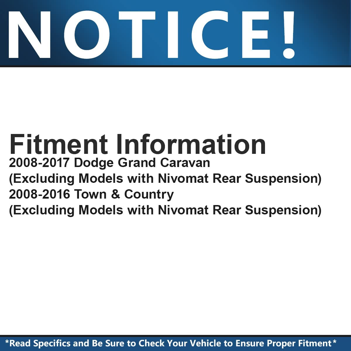 AutoMaximizer, - Front Struts + Rear Shocks Replacement for Dodge Grand Caravan Town & Country [Exc. Nivomat Rear Sus.] - 4Pc Set