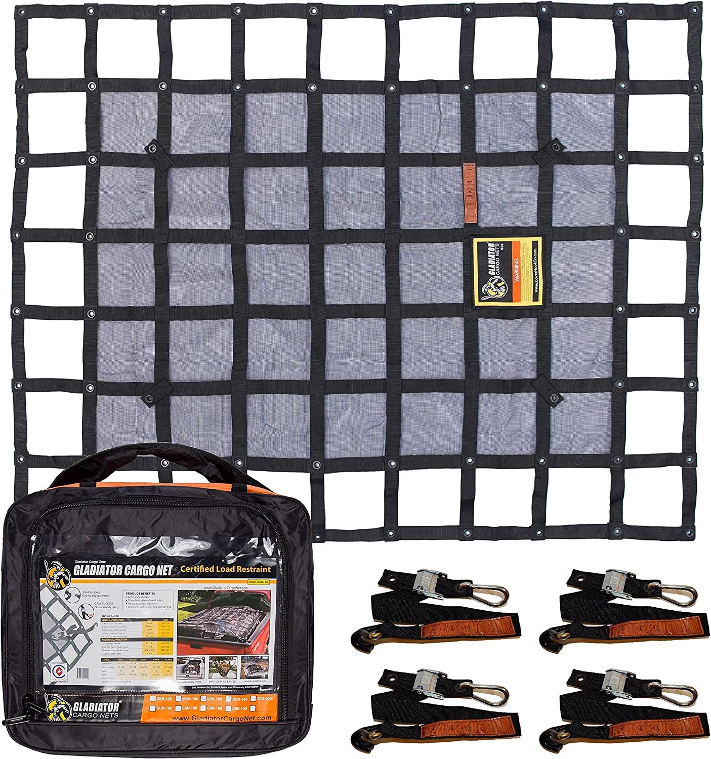 SafetyWeb, GLADIATOR CARGO NETS - Heavy Duty Cargo Net - Truck Accessory - Cargo Carrier - Truck Organizer