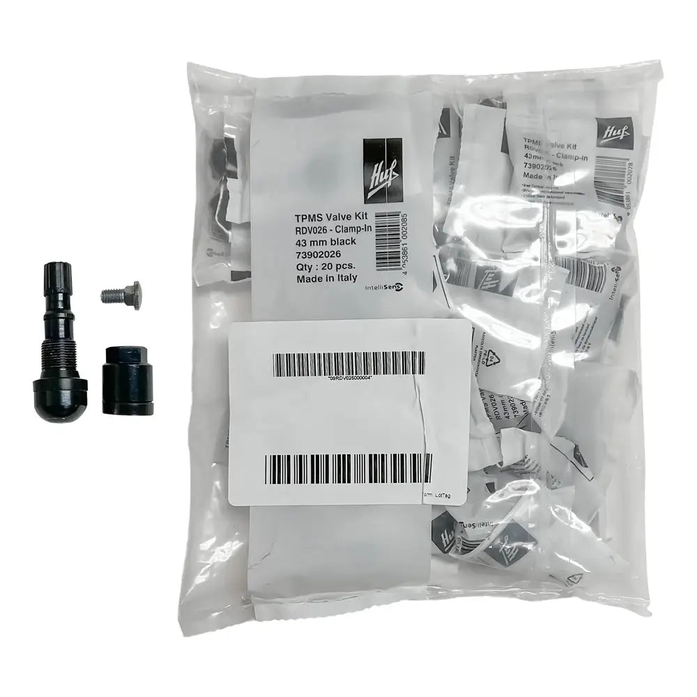 Huf BaoLong, HUF RDV026 Black TPMS Clamp-In Valve Kit, 43mm (Bag of 20)