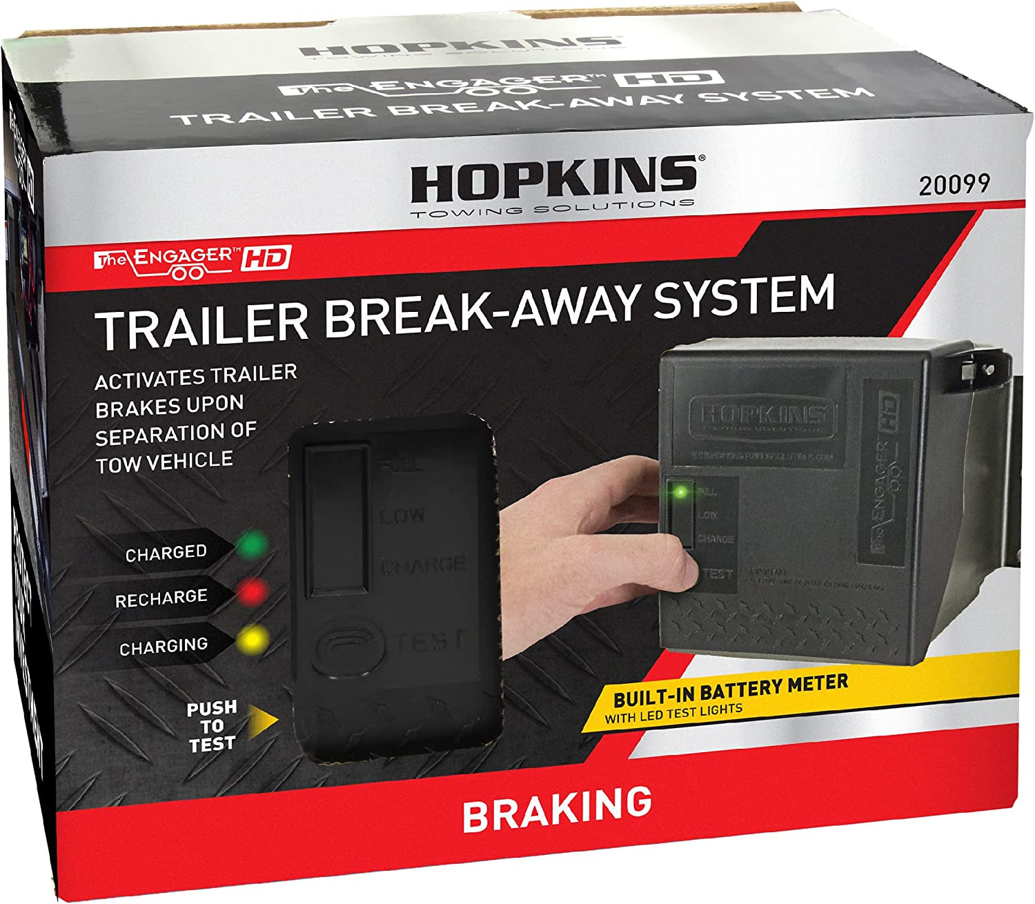 Hopkins Towing Solution, Hopkins 20099 Engager LED Test Break Away System with Battery Meter