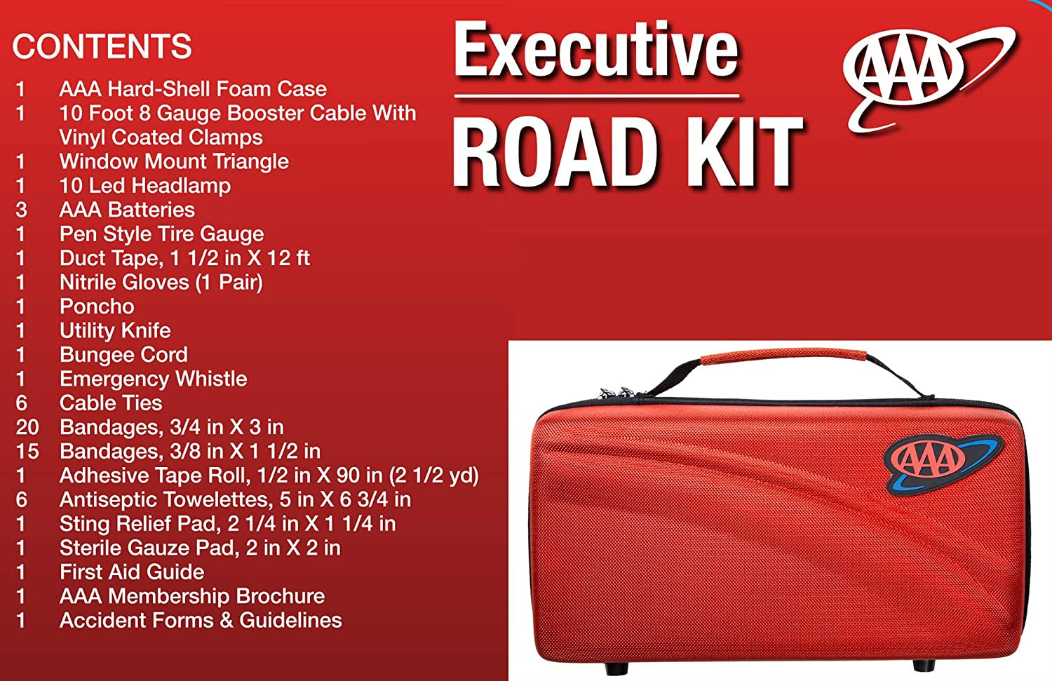 Lifeline, LIFELINE AAA Executive Road Kit, 67 Piece Emergency Car Jumper Cables, Headlamp, Warning Triangle and First Aid Kit