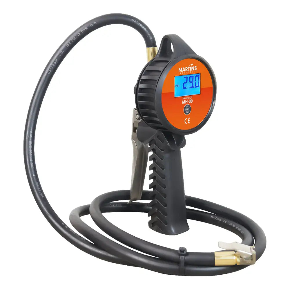 Martins Industries, Martins MH-30 Digital Tire Inflator, Flate Mate, 6ft, 174 PSI, Clip-On