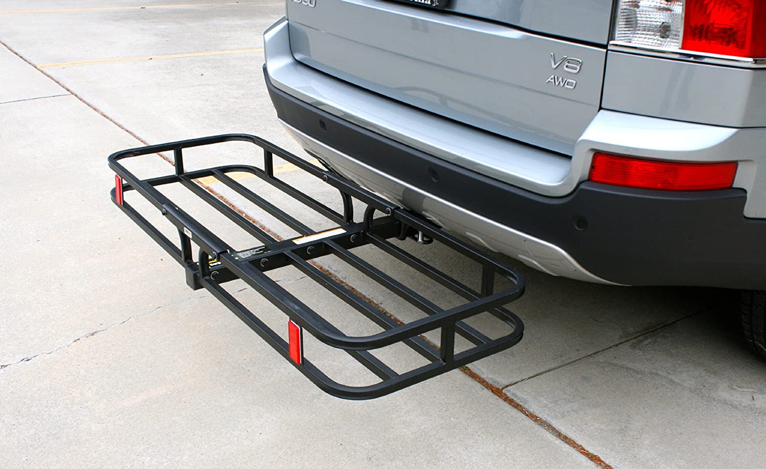 MaxxHaul, Maxxhaul 70107 53" X 19-1/2" Hitch Cargo Carrier - Trailer Mount Steel with High Side Rails for Rv'S, Trucks, Suv'S, Vans, Cars 2" Receiver 500-Lb Load Capacity , Black