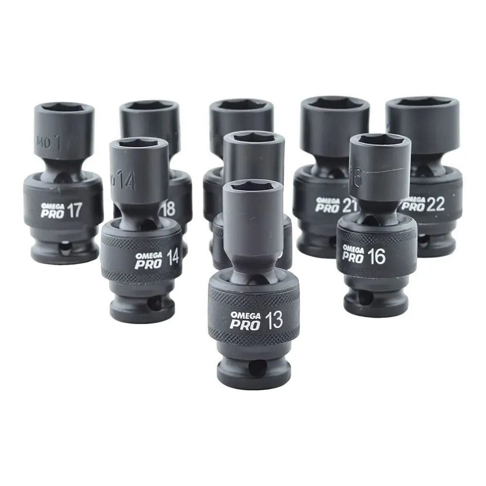 Omega, Omega 1/2" Dr. Swivel Metric Impact Socket Set, 9 Pcs - 83021