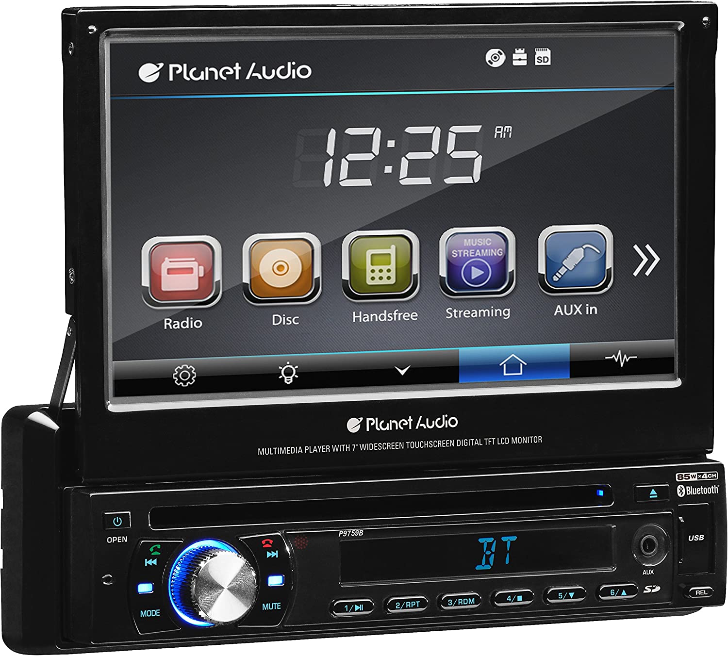 Planet Audio, P9759B Single Din, Touchscreen, Bluetooth, DVD/CD/MP3/USB/SD AM/FM Car Stereo