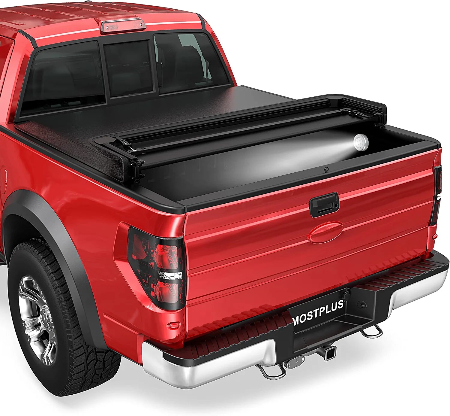 MOSTPLUS, Quad Fold Soft Truck Bed Tonneau Cover on Top Compatible for 2015-2023 Ford F150 F-150 Bed Fourth Fold Styleside (5.5 FT Feet Bed)