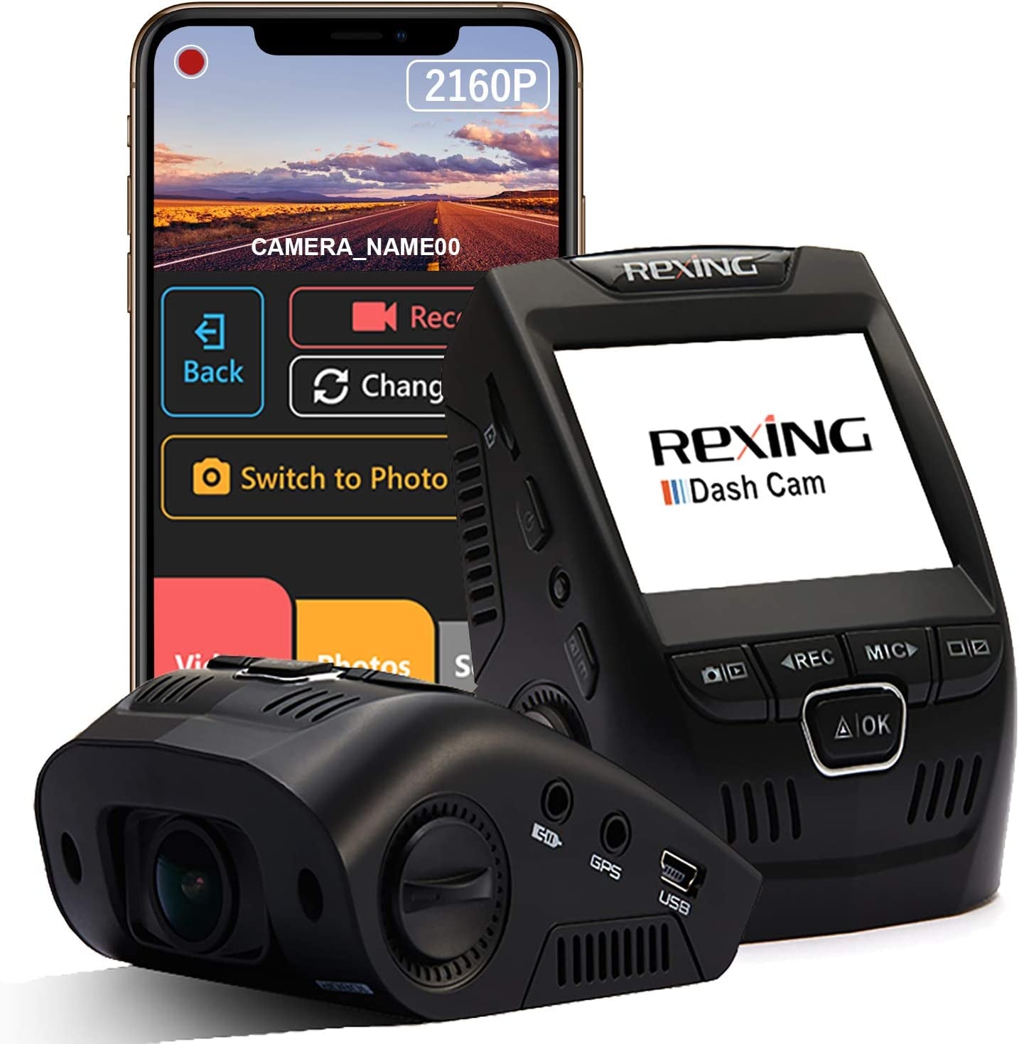 REXING, REXING V1 - 4K Ultra HD Car Dash Cam 2.4" LCD Screen, Wi-Fi, 170° Wide Angle Dashboard Camera Recorder with G-Sensor, WDR, Loop Recording, Supercapacitor, Mobile App, 256GB Supported